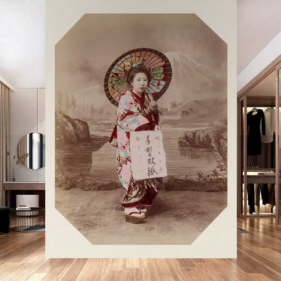 Fotomural Walls by Patel - Kyoto 2 - Geisha mural sepia portrait coloured