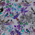 Fotomural Walls by Patel - Purple mural with flowers & birds - blue, grey