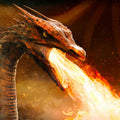Fotomural Panel XXL 5 - Fantasy mural fire breathing dragon on premium smooth nonwoven