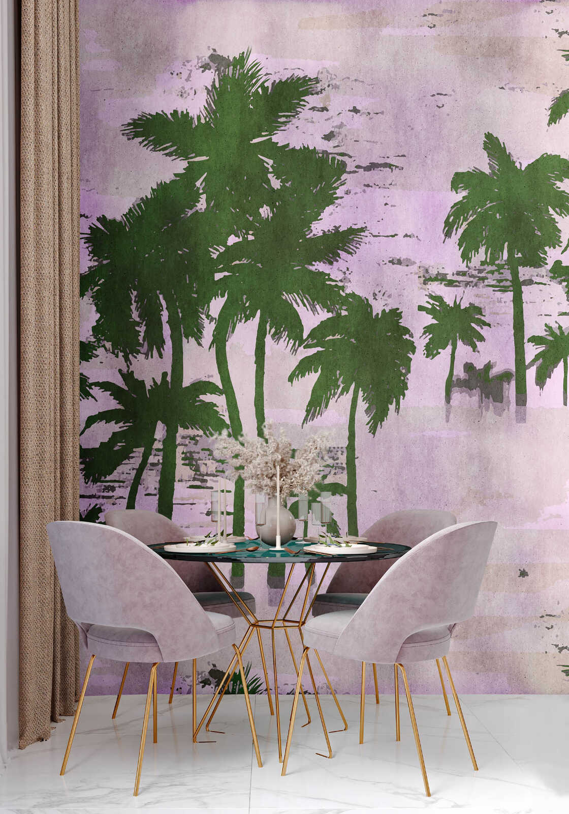 Fotomural Walls by Patel - coco2 - decorative tropical motif with palm trees wallpaper - purple, green