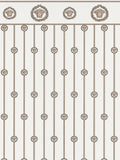 VERSACE Papel pintado no tejido con motivo de Medusa y detalles ornamentales de filigrana brillante ligeramente texturizado - blanco, beige, Metálico