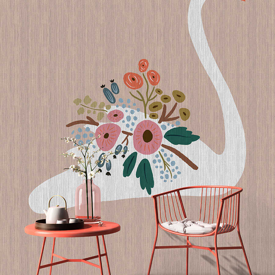 Fotomural Walls by Patel - Up North 1 - photo wallpaper Scandinavian design swan & flowers