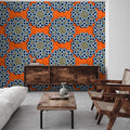 Fotomural Walls by Patel - Dakar 2 - Aftican photo wallpaper wax fabric pattern Orange, Blue