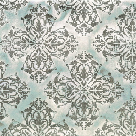 Fotomural Photo wallpaper grey blue with ornament pattern & watercolour colours - AP Digital 3