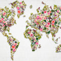 Fotomural Roses & flowers mural as a world map on white wall - AP Digital 3