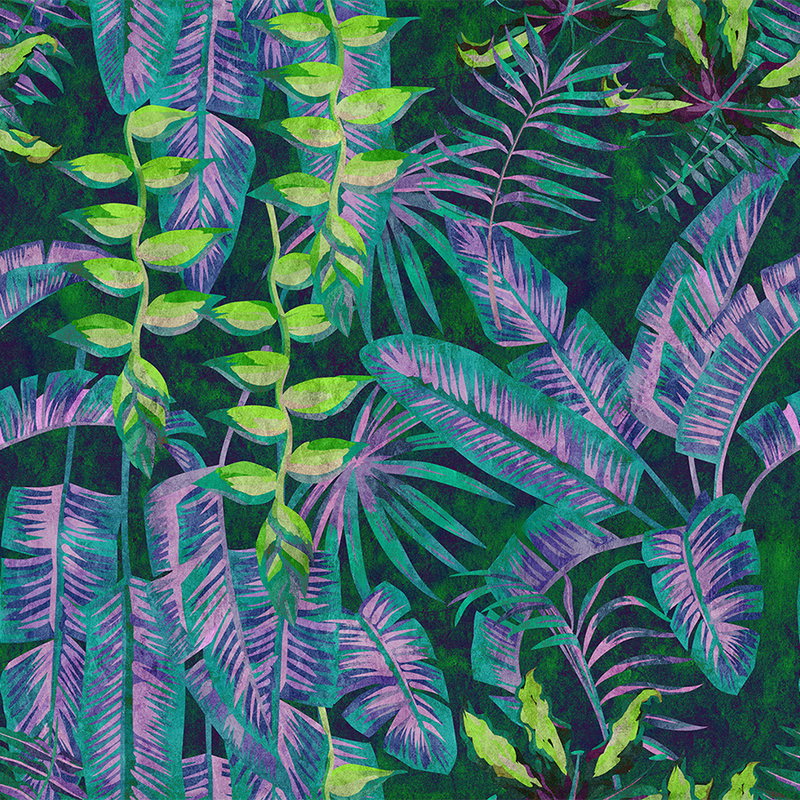 Fotomural Walls by Patel - Tropicana 5 - Jungle wallpaper with neon colours in blotting paper structure - Blue, Green