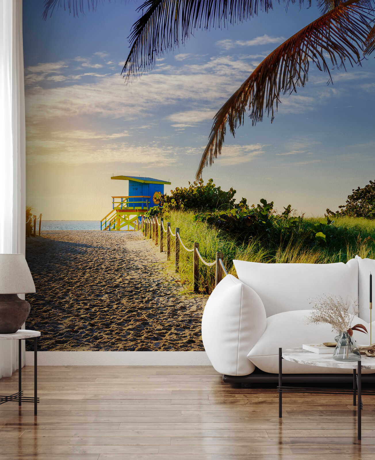 Fotomural Panel XXL 5 - Beach mural way to the beach with hut on premium smooth nonwoven