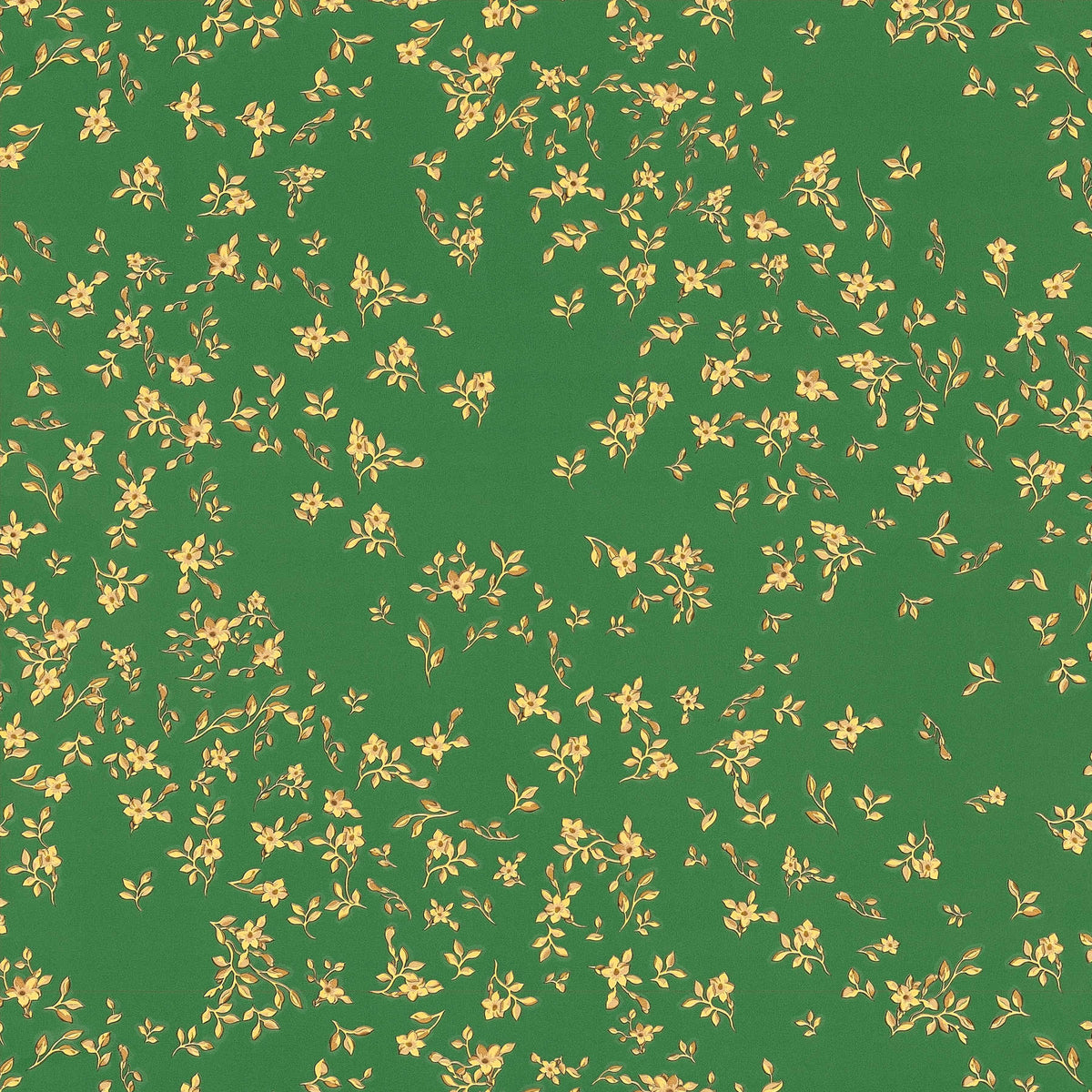 Papel pintado VERSACE verde con flores doradas - verde, dorado, amarillo