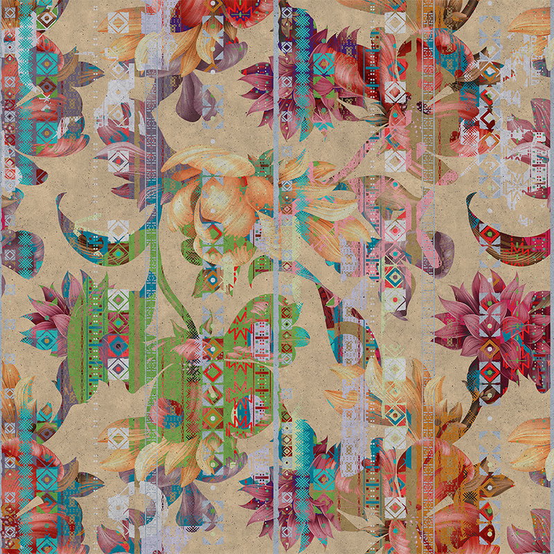 Fotomural Walls by Patel - Photo wallpaper birds and plants pattern - cream, green