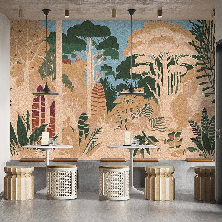 Fotomural Walls by Patel - Photo wallpaper »elara« - Abstract savannah motif with kraft paper texture - Smooth, slightly shiny premium non-woven fabric