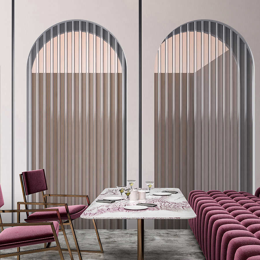 Fotomural Walls by Patel - Escape Room 2 - mural modern architecture round arch grey & pink