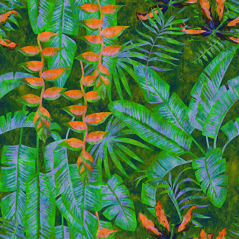 Fotomural Walls by Patel - Tropicana 4 - Jungle wallpaper with bright colours - blotting paper structure - green, orange
