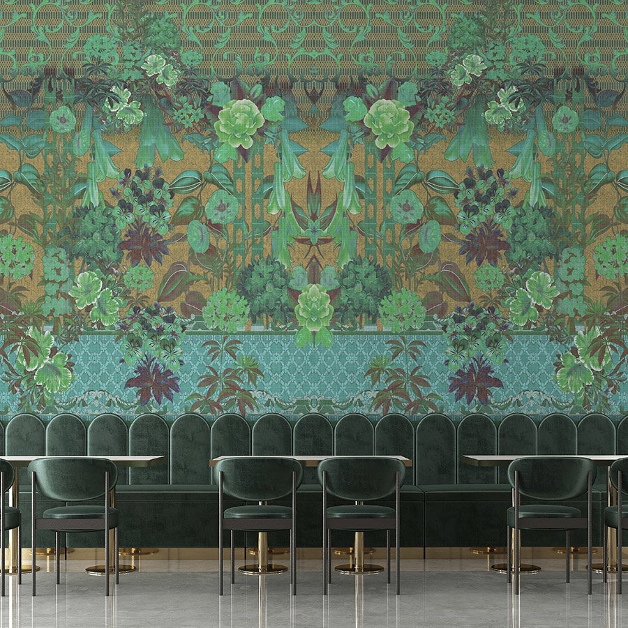 Fotomural Walls by Patel - Photo wallpaper »sati 2« - Floral design & ornaments with linen structure look - Green