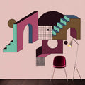 Fotomural Walls by Patel - Freetown 2 - pink photo wallpaper abstract stairs architecture