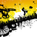 Fotomural Panel XXL 5 - Graffiti mural BMX rider with skyline on premium smooth vinyl