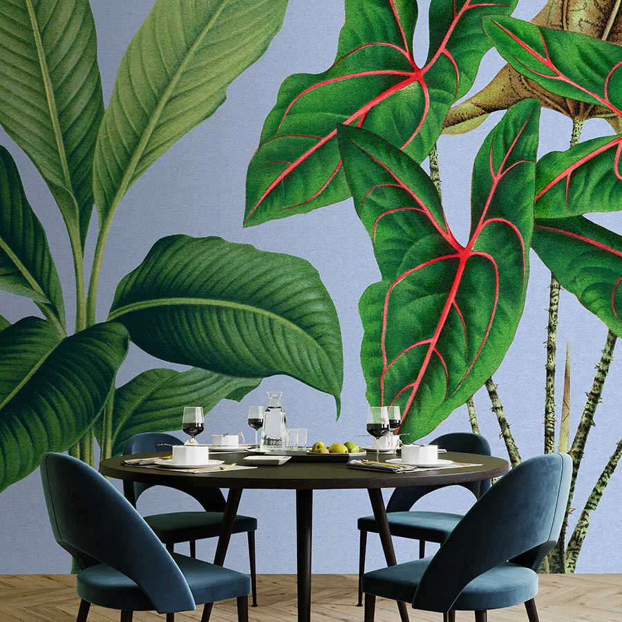 Fotomural Walls by Patel - Leaf Garden 1 - leaves mural blue with tropical plants