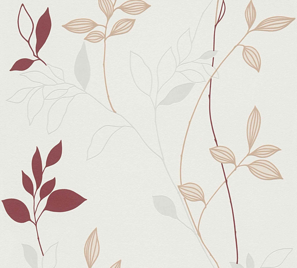 Hochwertige Vliestapete Creme Blatter