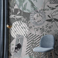 Fotomural Walls by Patel - Birds Playgroude 1 - Photo wallpaper grey collage birds & patterns