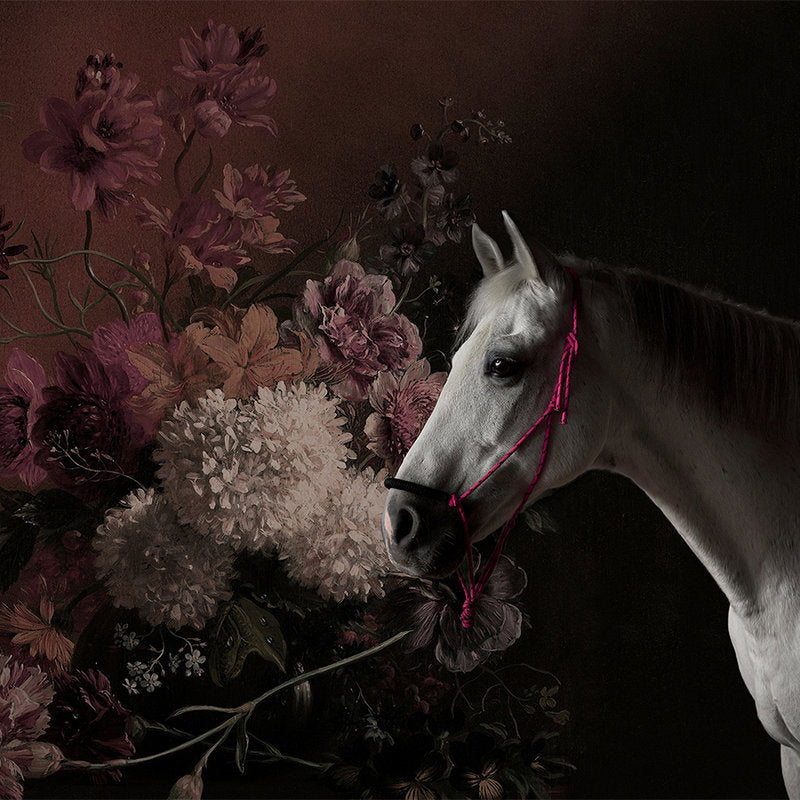 Fotomural Photo wallpaper Horses Portrait with flowers - Walls by Patel