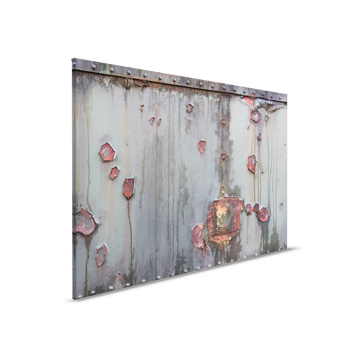 Pared de metal - Pintura sobre lienzo Industrial con aspecto oxidado y usado