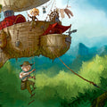 Fotomural Panel XXL 5 - Kids mural adventurer with flying ship on premium smooth vinyl