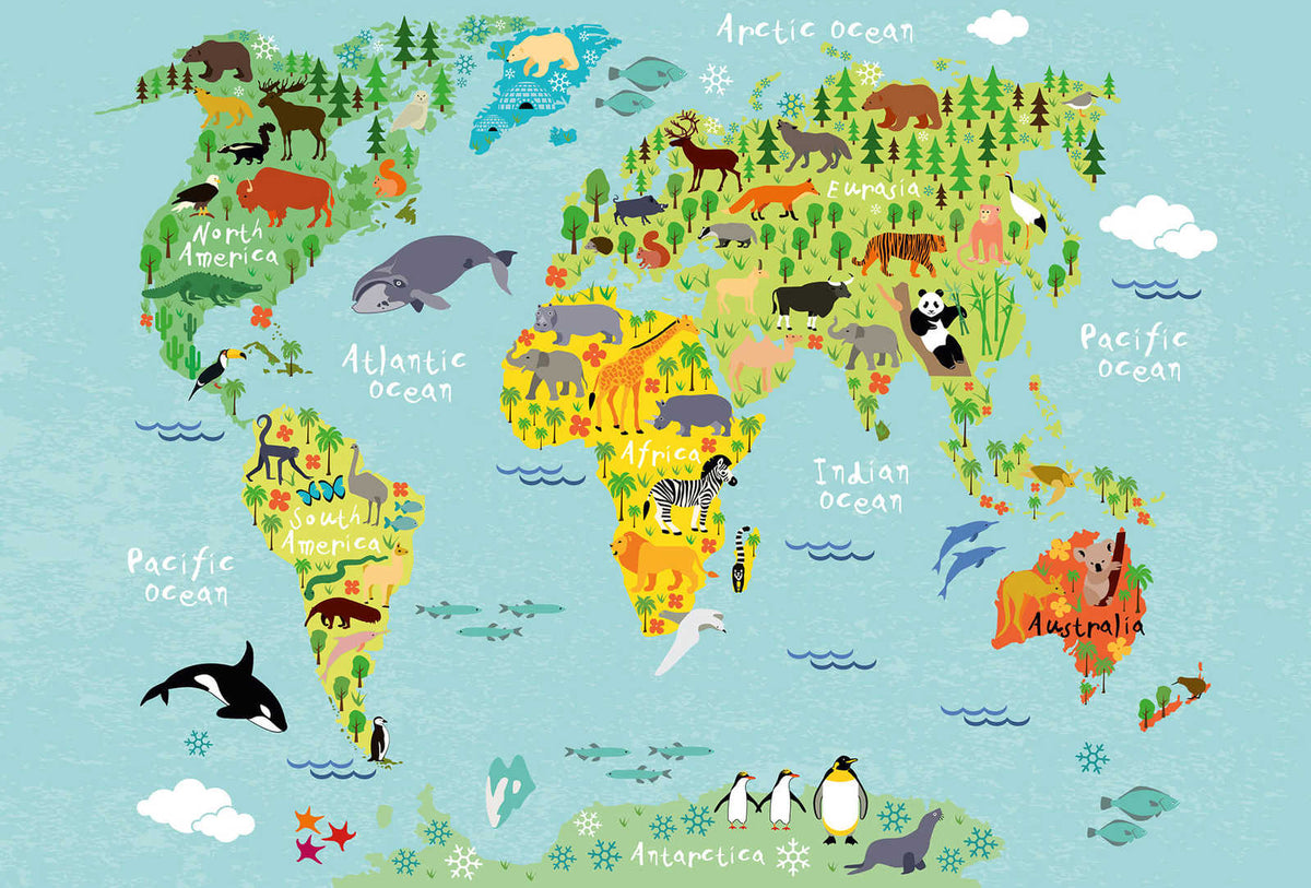Fotomural Photo wallpaper world map suitable for children - Colorful - DD Motive 2