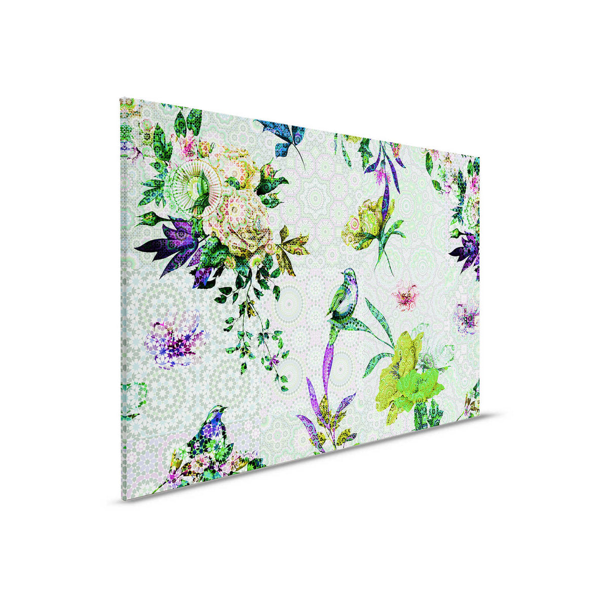 Cuadro en lienzo Flores con diseño de mosaico moderno