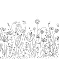 Fotomural Panel XXL 5 - Kids mural with black and white drawn flowers on premium smooth vinyl