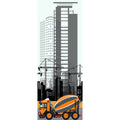 Fotomural Panel XXL 5 - City mural concrete mixer with skyscraper in the background on premium smooth nonwoven