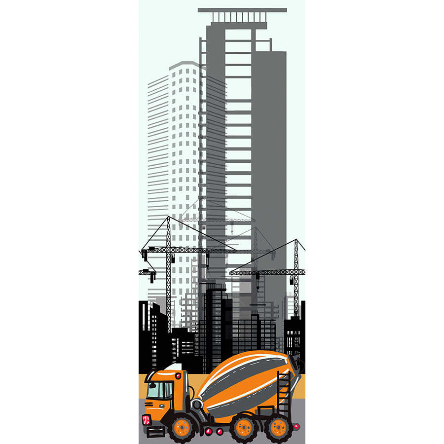 Fotomural Panel XXL 5 - City mural concrete mixer with skyscraper in the background on premium smooth nonwoven