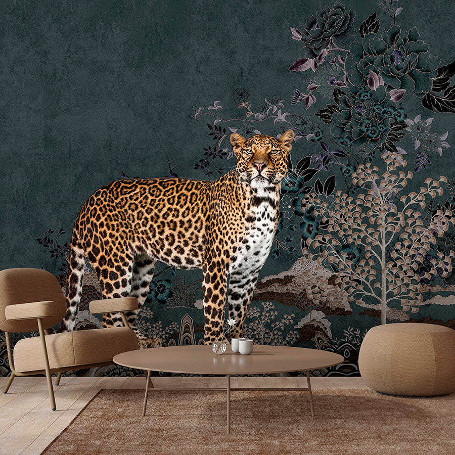 Fotomural Walls by Patel - Photo wallpaper »rani« - Abstract jungle motif with leopard - Smooth, slightly shiny premium non-woven fabric