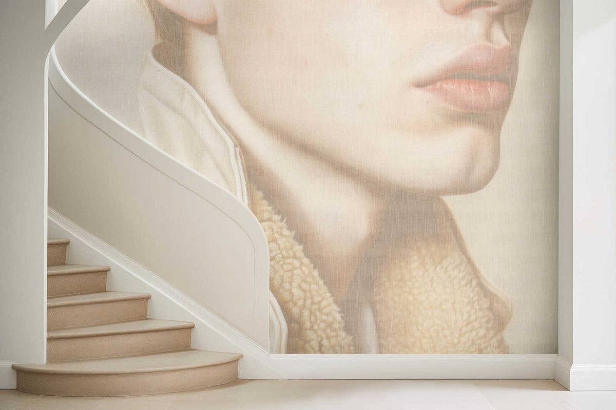 Fotomural Walls by Patel - travis - Elegant portrait wallpaper with a nostalgic textile look - beige