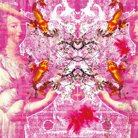Fotomural Lady with koi - fusion style mural with mix of patterns - AP Digital 1