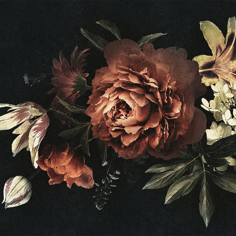 Fotomural Walls by Patel - Drama queen 1 - Flower bouquet mural with dark background in cardboard structure - Red, Black