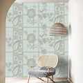Fotomural Walls by Patel - Photo wallpaper »valerie« - Small squares in pixel style with flowers - Light mint green