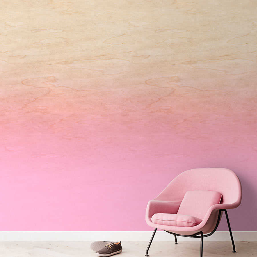 Fotomural Walls by Patel - Workshop 1 - Pink Ombre Effect & Wood Grain Wallpaper