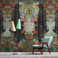 Fotomural Walls by Patel - Photo wallpaper »ophelia« - Ornamental panelling with floral design on vintage plaster texture - Smooth, slightly shiny premium non-woven fabric
