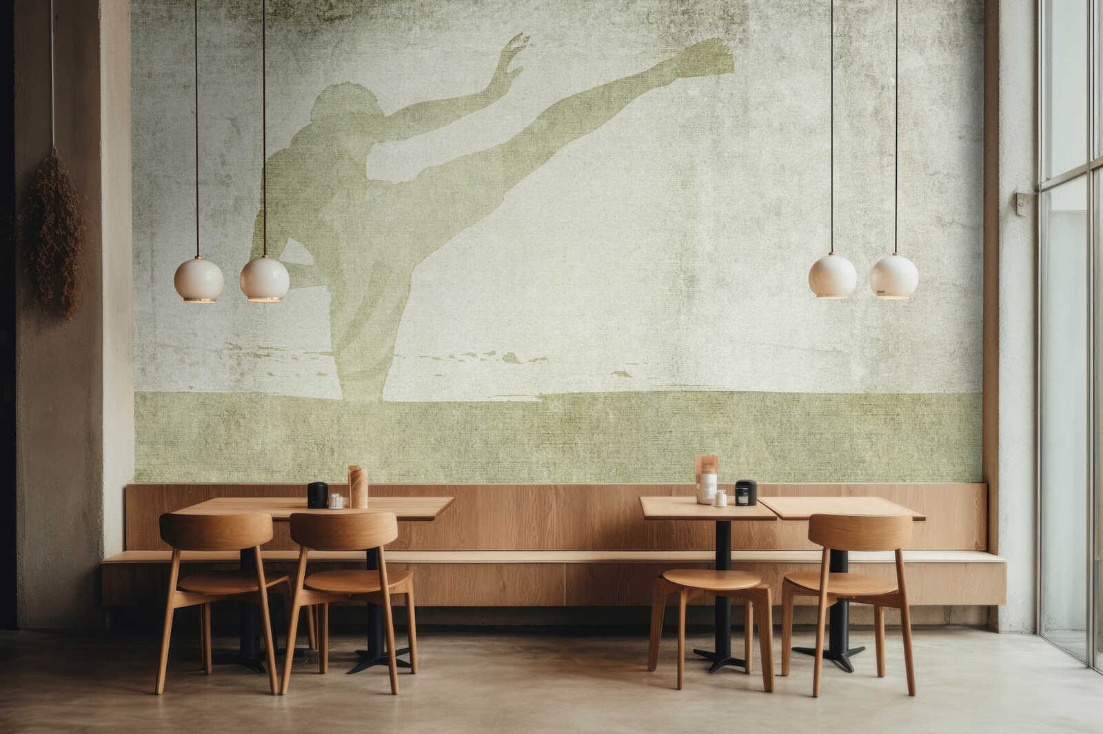 Fotomural Walls by Patel - kick it2 - Modern figure art wallpaper with sporty expression in textile look - green