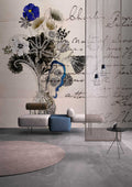 Fotomural Walls by Patel - memoire - Vintage letter art with floral vase wallpaper - cream, black