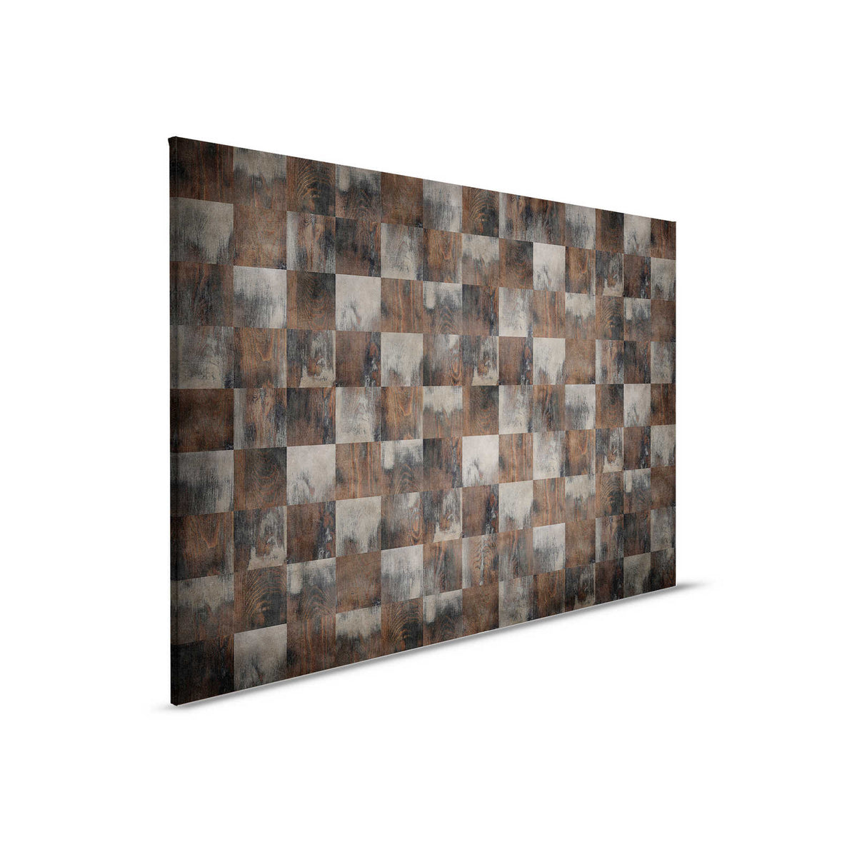 Fábrica 2 - Lienzo aspecto madera cuadro damero en aspecto usado