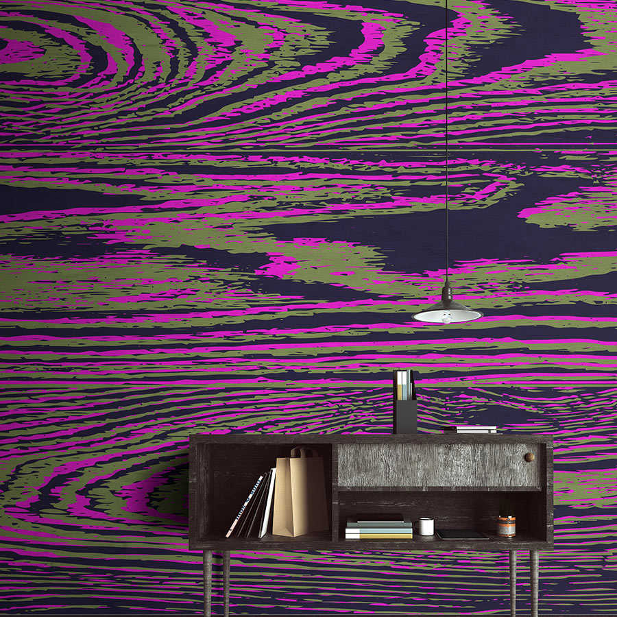 Fotomural Walls by Patel - Kontiki 2 - wall mural neon wood grain, pink & black