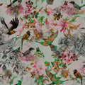 Fotomural Walls by Patel - Photo wallpaper birds & flowers collage style - grey, pink