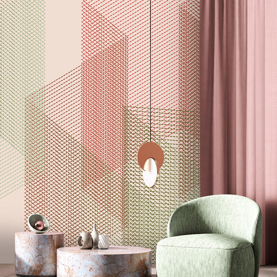 Fotomural Walls by Patel - Photo wallpaper »mesh 2« - Abstract 3D design - Red, green