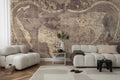 Fotomural Vintage world map mural in historical style & sepia look - AP Digital 3