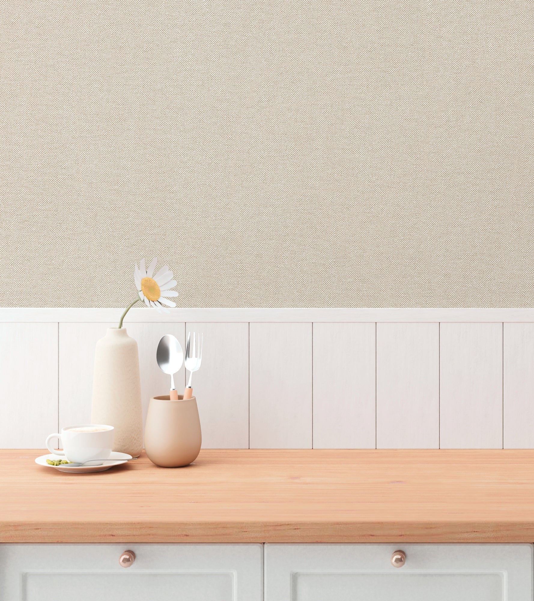 Hochwertige Vliestapete Beige Unitapete