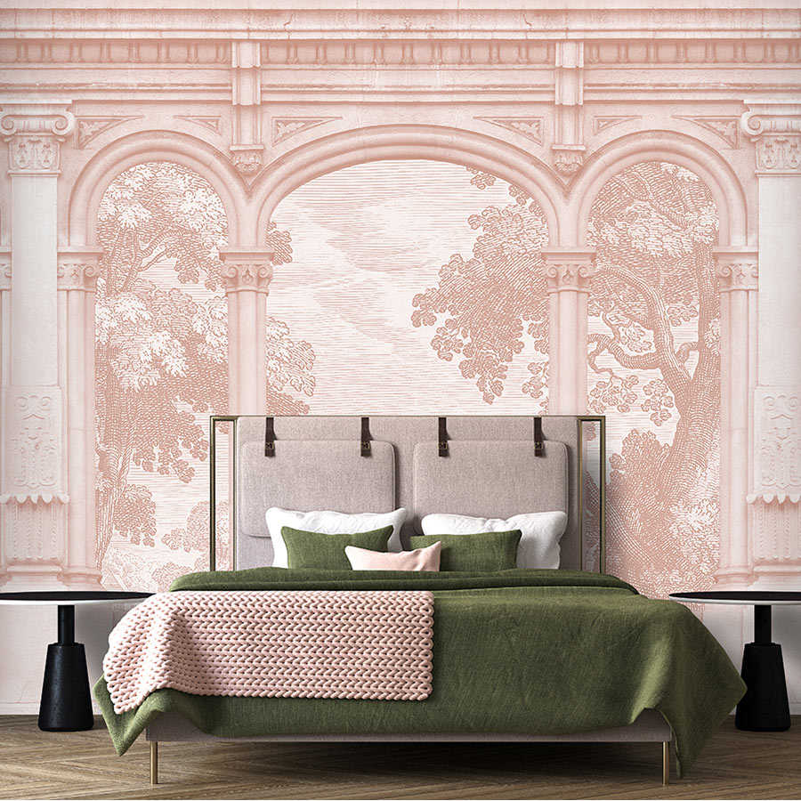 Fotomural Walls by Patel - Roma 3 - pink mural Historic Design with round arch window
