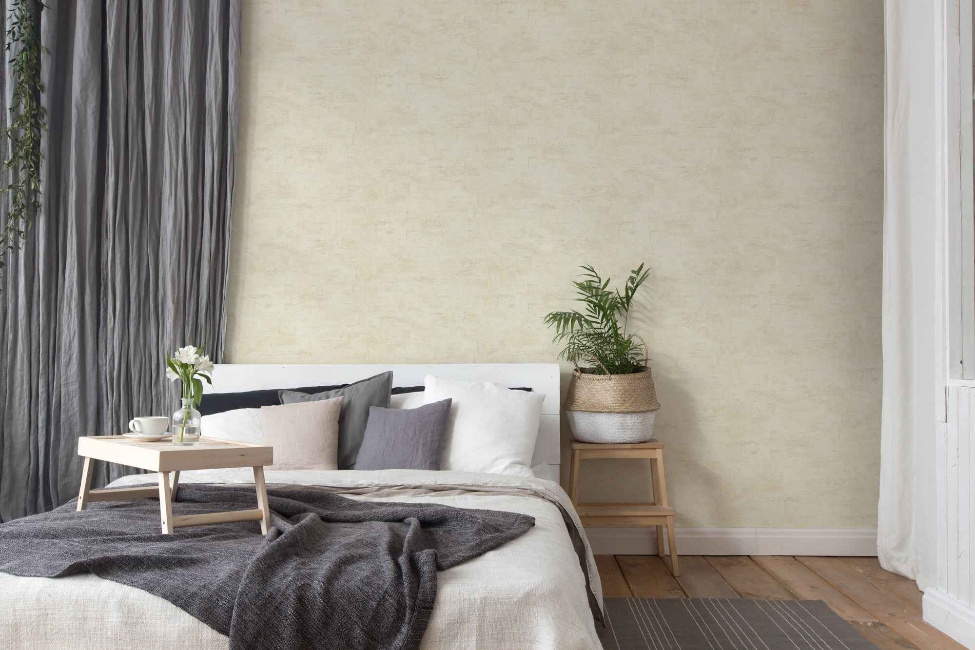 Hochwertige Vliestapete Beige Struktur