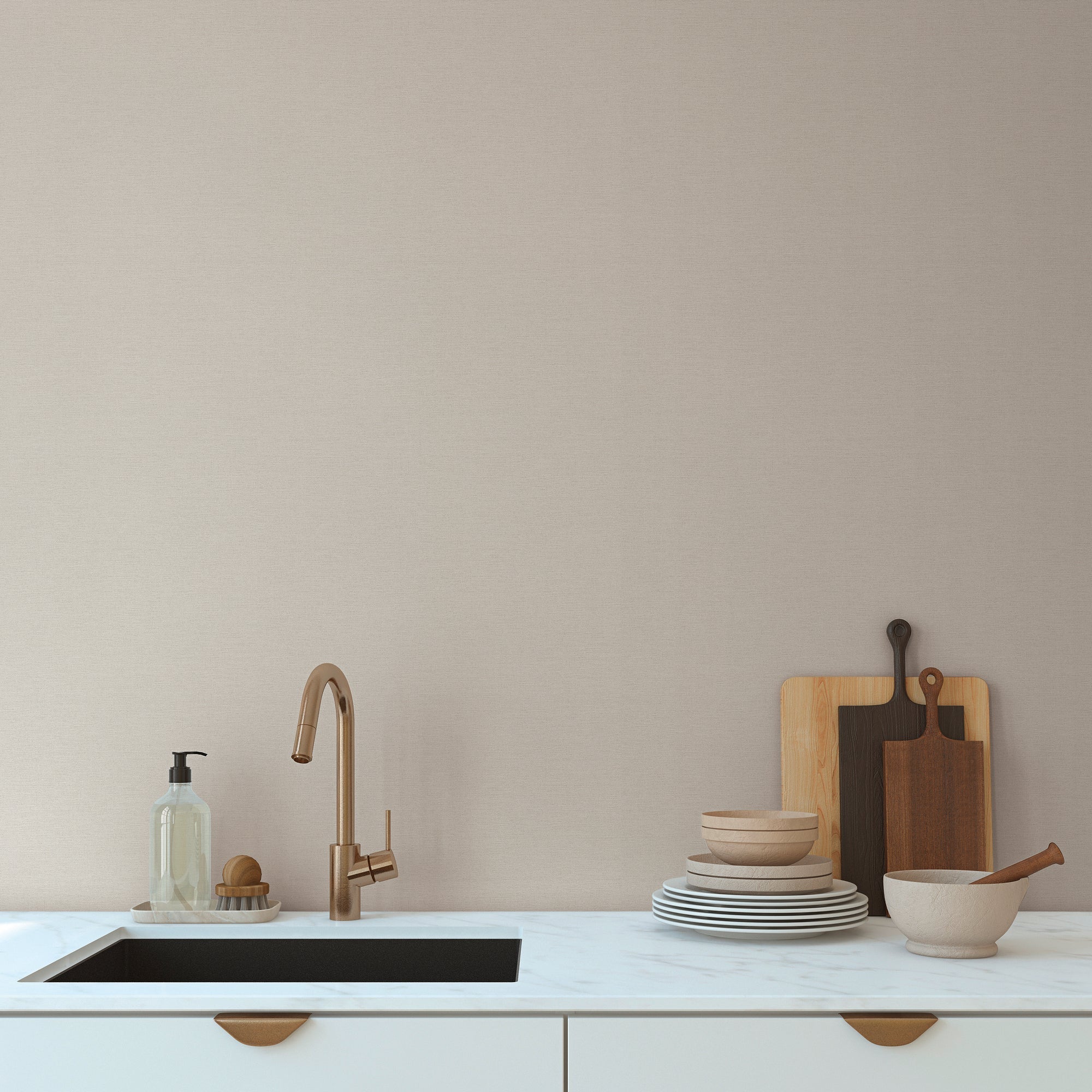 Hochwertige Vliestapete Beige Unitapete