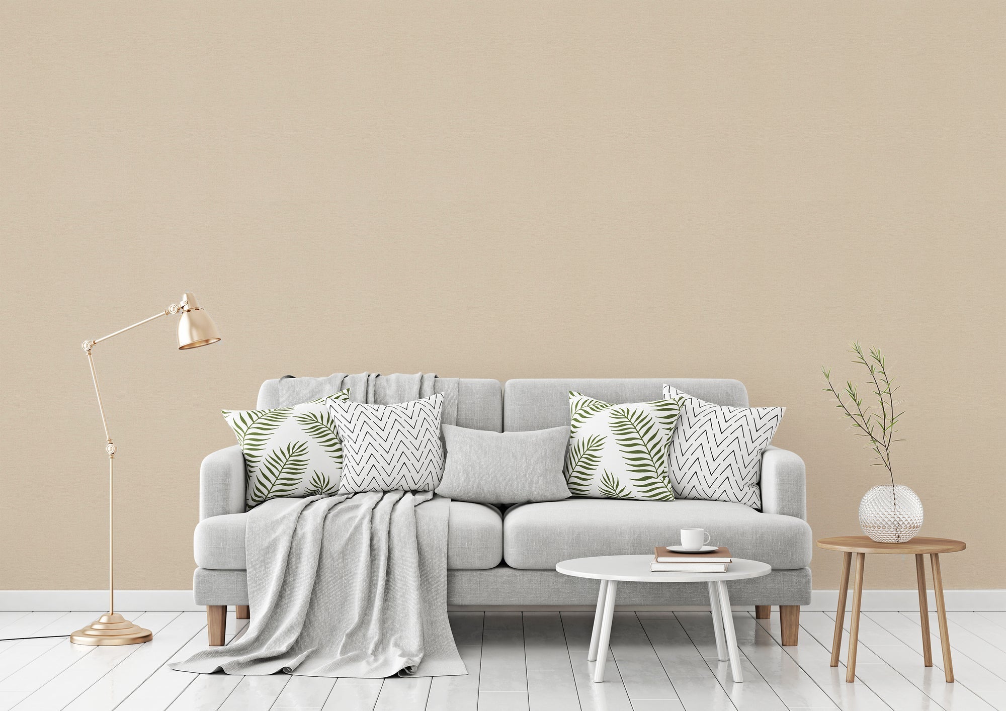Hochwertige Vliestapete Beige Unitapete