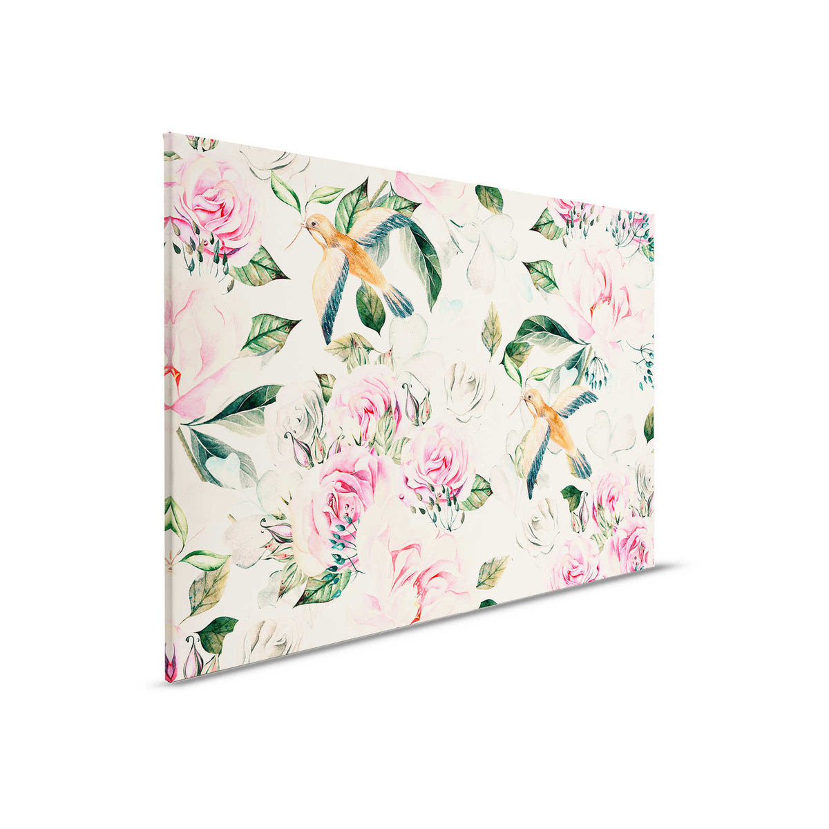 Lienzo de estilo vintage con flores y pájaros